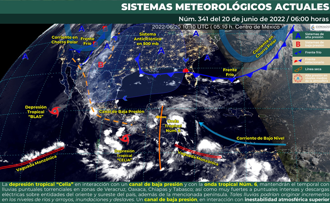 ¡Cuídate!: continuará el temporal de lluvias por efectos de “Celia” y “Blas”