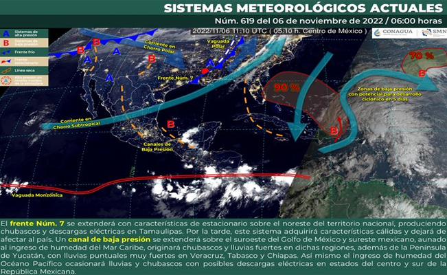 ¡Frente frío 7 ocasionará bajas temperaturas en México!