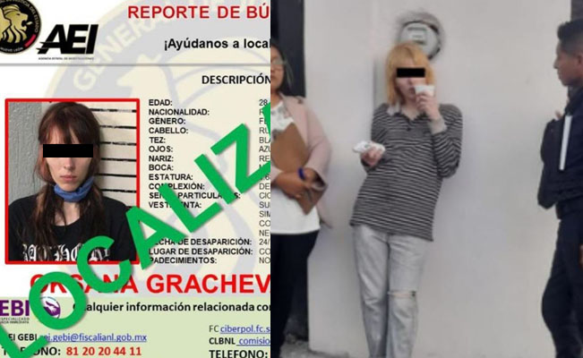 Encuentran a joven rusa reportada como desaparecida en Guadalupe, Nuevo León
